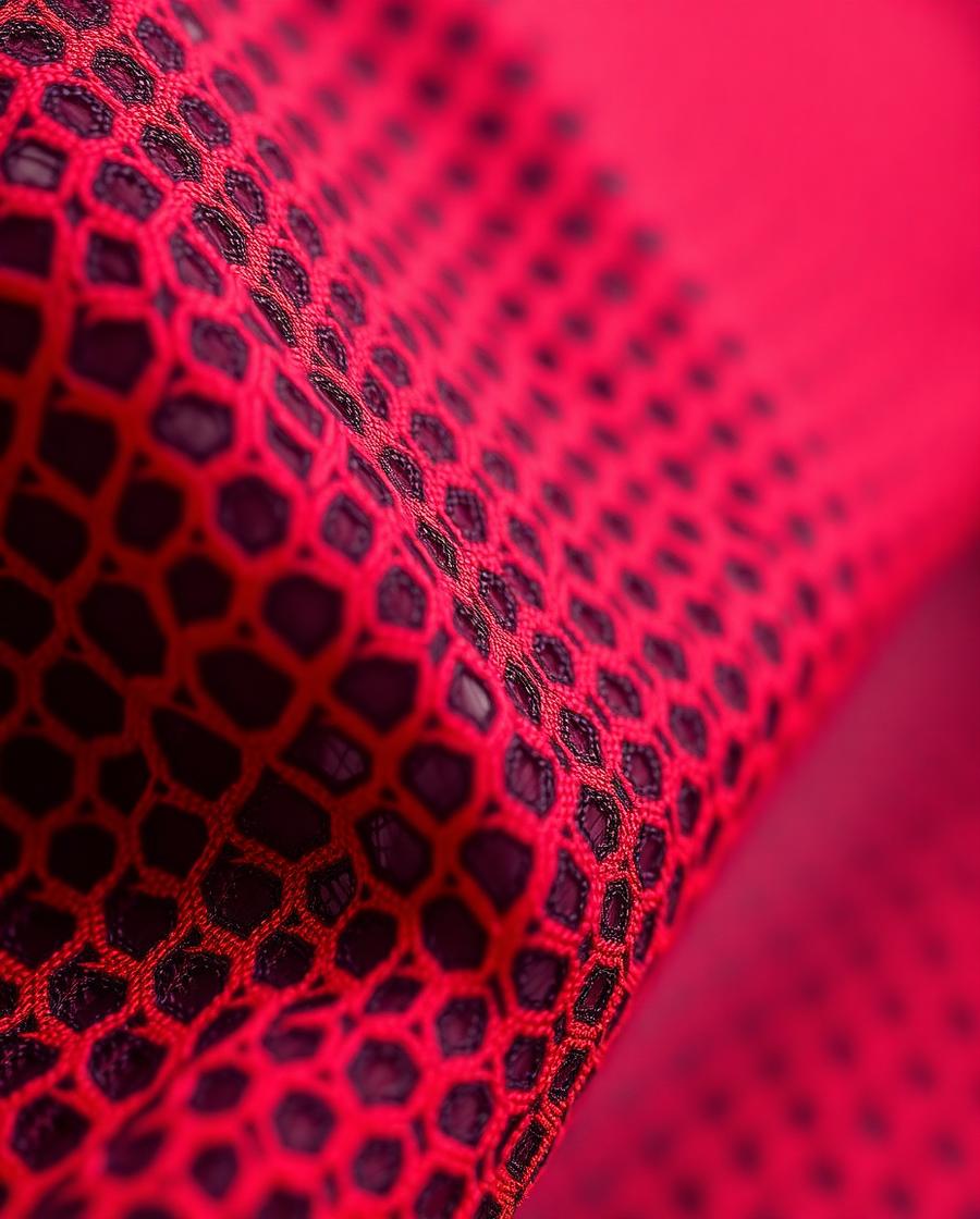Macro close-up of 220 GSM moisture-wicking polyester mesh fabric used in Ambition Sports custom sportswear manufacturing